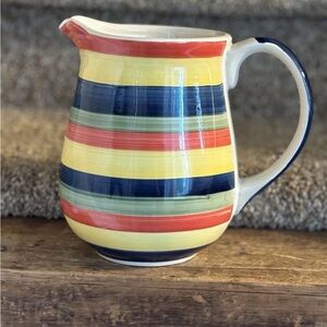 AND Multicolor Striped Ceramic Pitcher - Yellow, Blue, Red, Green